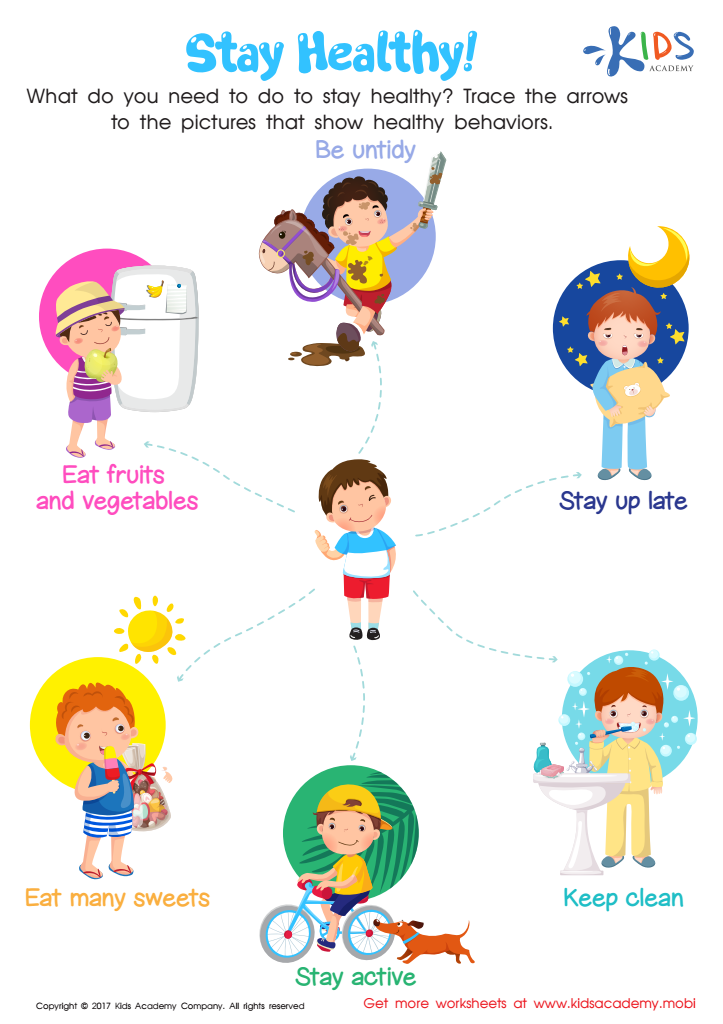 Healthy and Unhealthy Behaviors Worksheet: Free Printout for Children