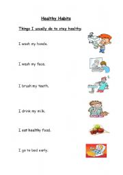 Healthy Habits - ESL worksheet by bdayekh