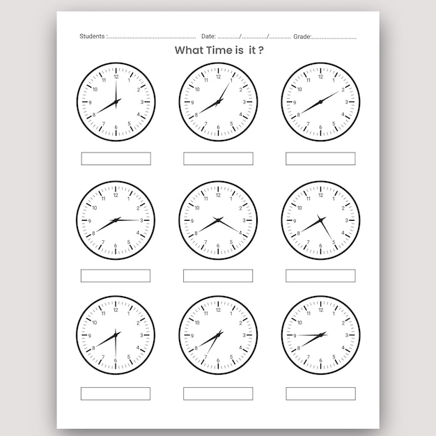 Premium Vector | Time Learning Worksheet and telling Time ...