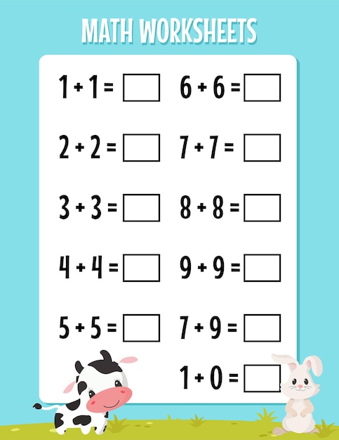 kinder math worksheet addition