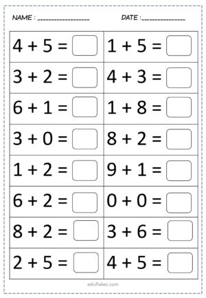 kinder math worksheet addition