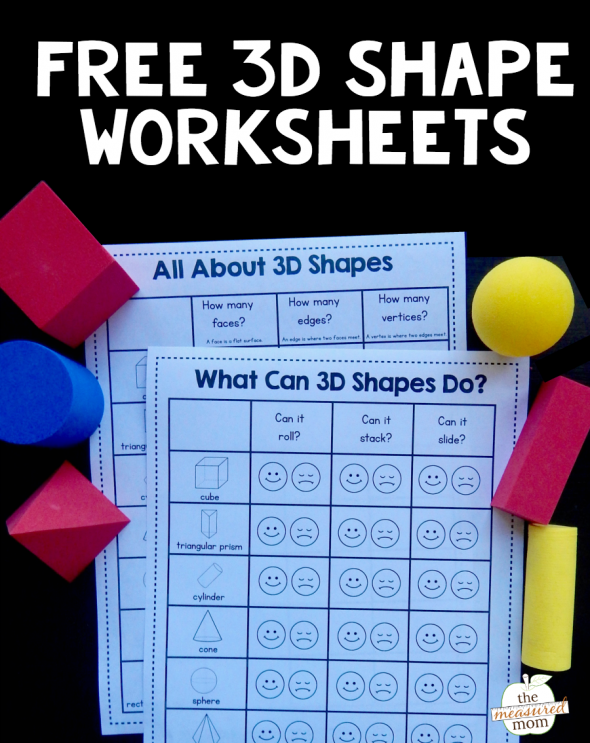 3D shape worksheets - The Measured Mom