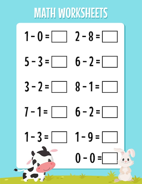 kindergarten addition and subtraction printables