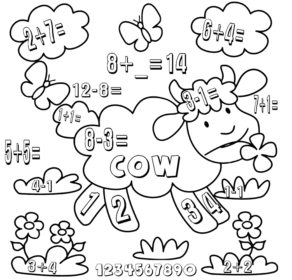 kindergarten addition coloring worksheet