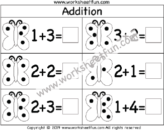 kindergarten addition worksheet by 1s
