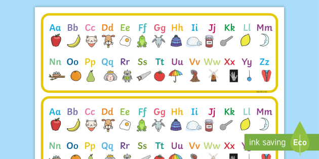 kindergarten alphabet chart