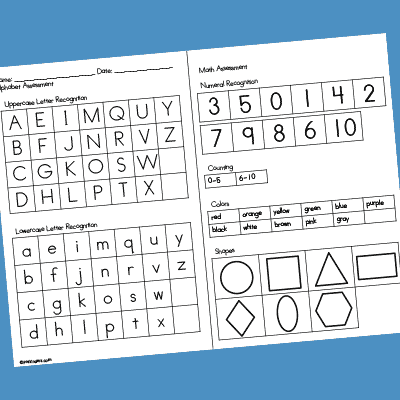 kindergarten assessments printable