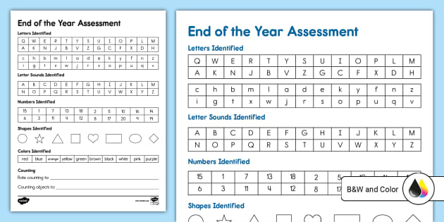 Prekindergarten End of the Year Assessment Progress Sheet - Worksheets Library for Free Printable Assessments For Kindergarten