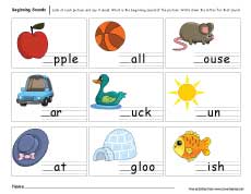kindergarten beginning sounds worksheet