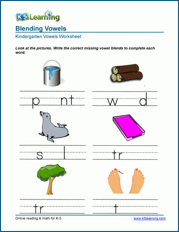 kindergarten blending worksheet