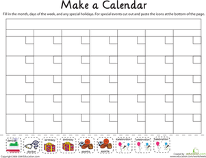 kindergarten calendar worksheet