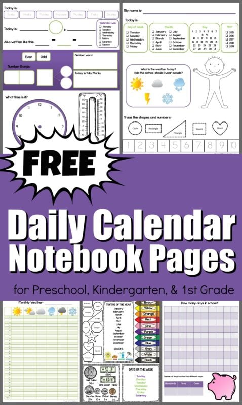 kindergarten calendar worksheet