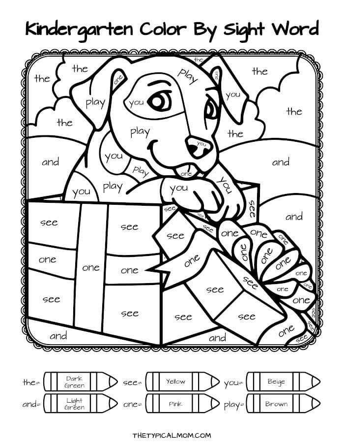 kindergarten color by numbers worksheet
