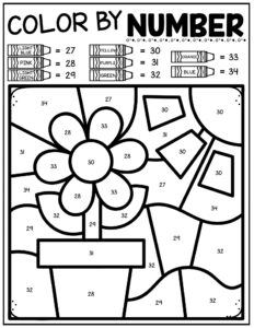 kindergarten color by numbers worksheet