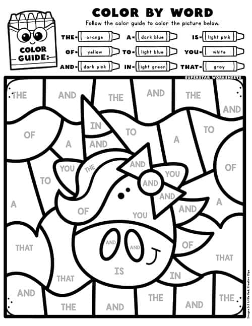 kindergarten color words worksheet