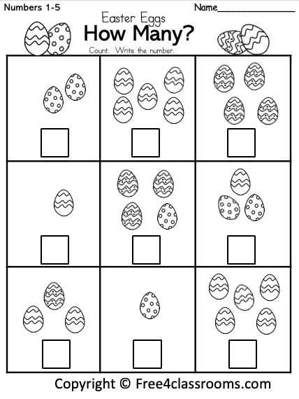 Free Easter Math - Number Counting Worksheet - 1 to 5 - Free ...