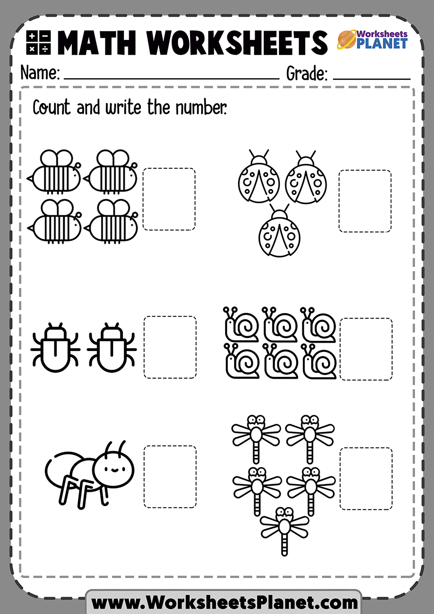 kindergarten counting worksheet