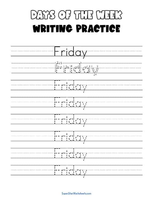 Days of the Week Worksheets -Worksheets Library