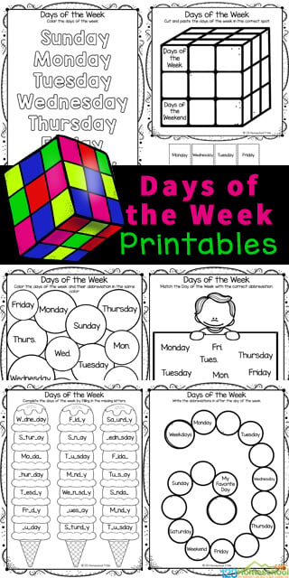 kindergarten days of the week worksheet