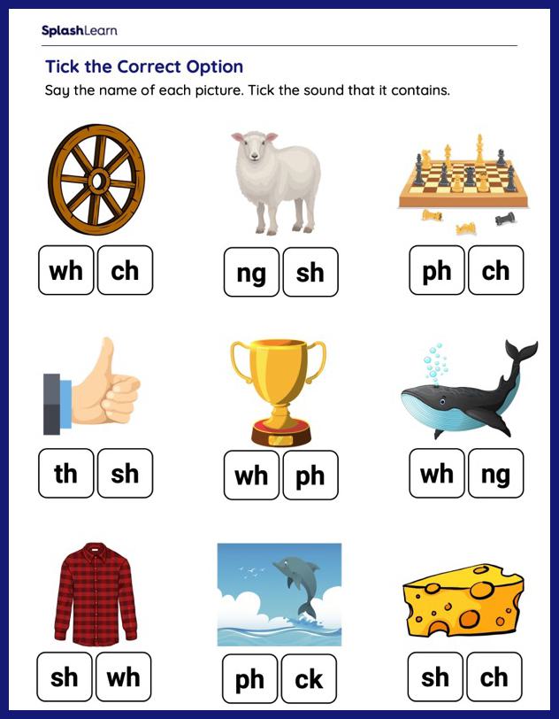 Consonant Digraphs Worksheets for Kindergarteners Online - SplashLearn