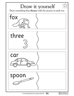 Draw it yourself: fox, three, car, spoon | Kindergarten, Preschool ...