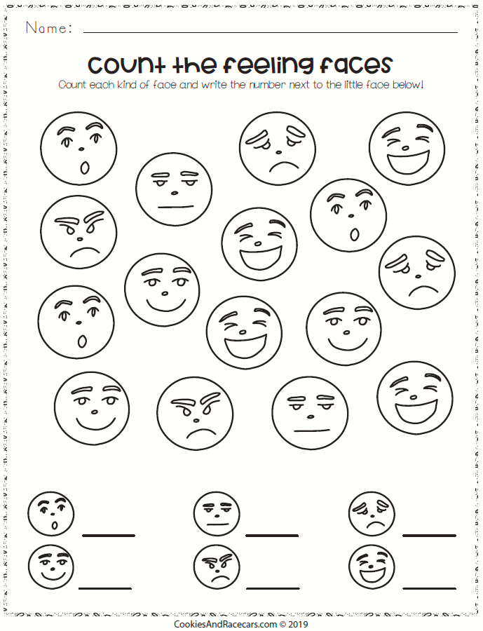 Emotions Worksheet Pack - Cookies &  Racecars