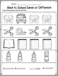 kindergarten first day of school worksheet