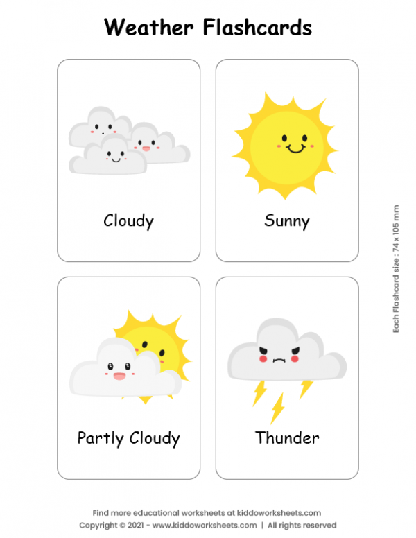 Free Printable Weather Flashcards Worksheet - kiddoworksheets