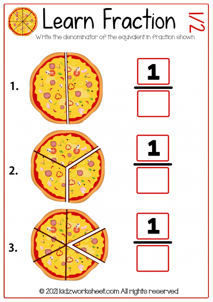 kindergarten fraction worksheet