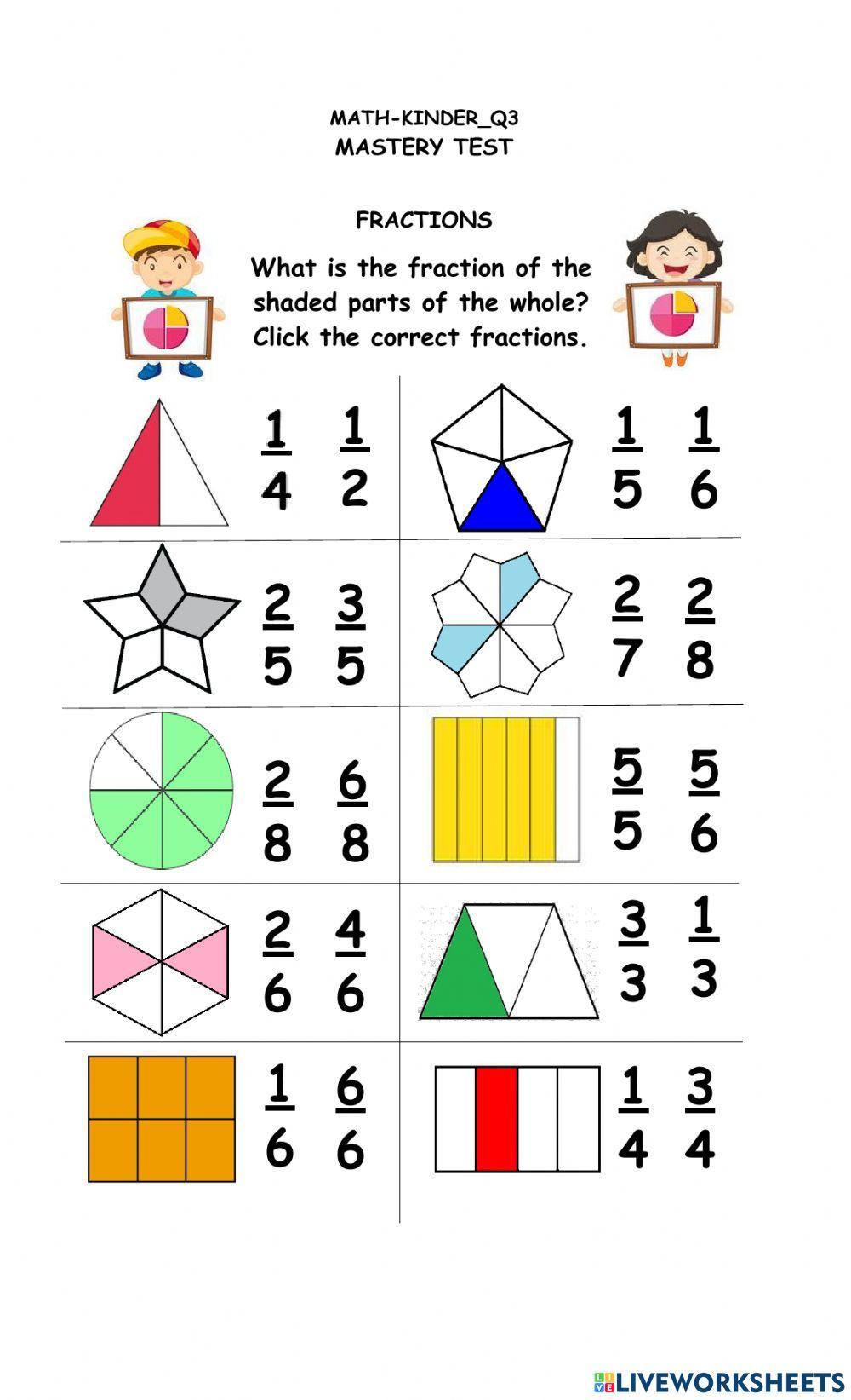 Fractions online exercise for Kindergarten Live Worksheets