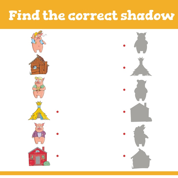 Premium Vector | Education games with three little pigs. Preschool ...