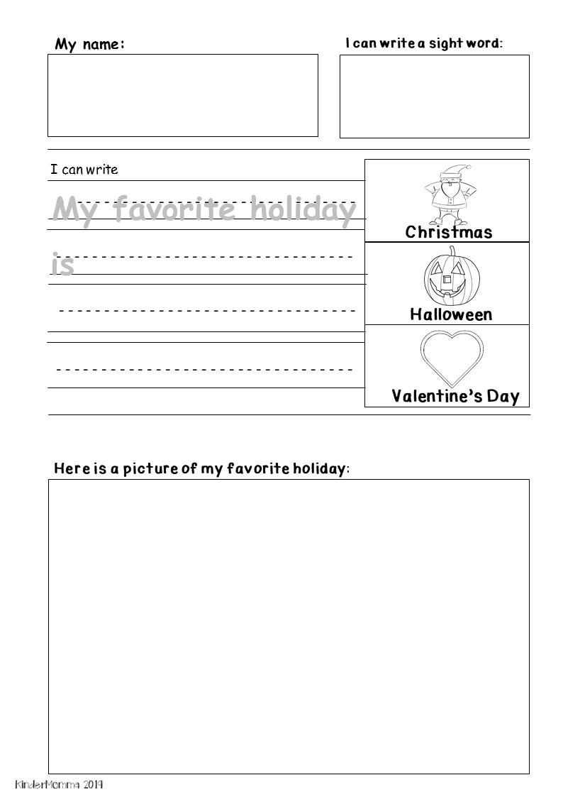 kindergarten holiday worksheet
