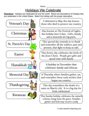 kindergarten holiday worksheet