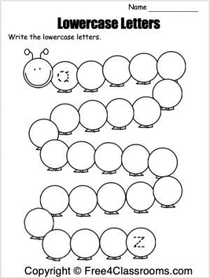 kindergarten lowercase letters worksheet