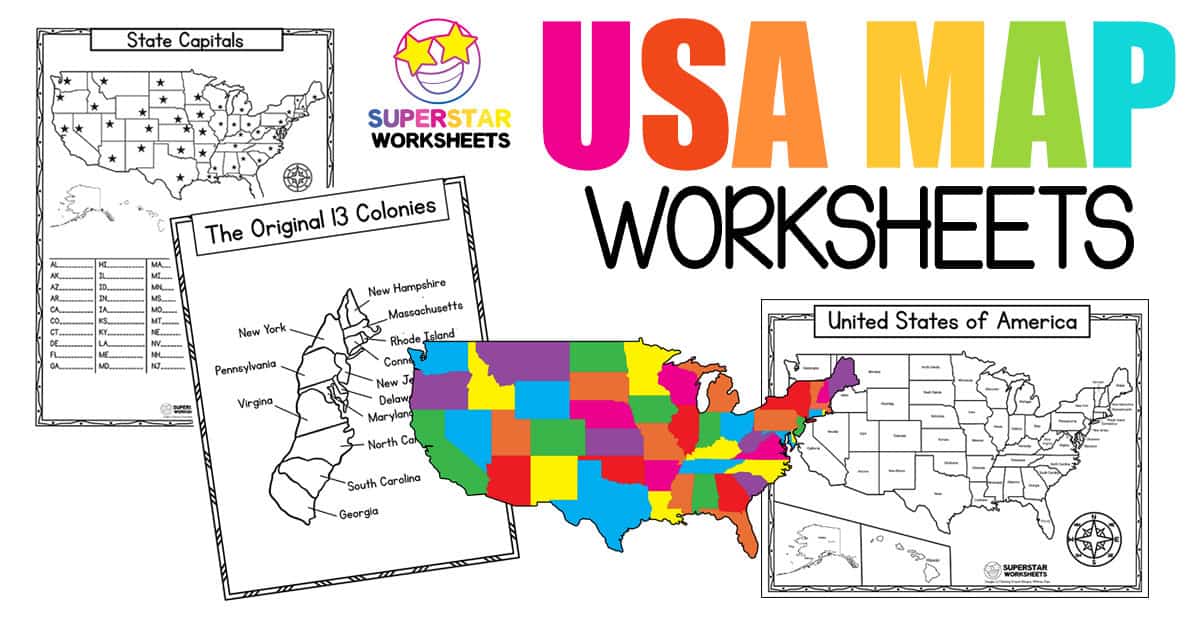 USA Map Worksheets -Worksheets Library