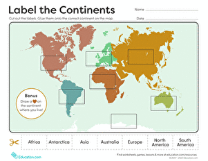 Label the Continents | Interactive Worksheet 