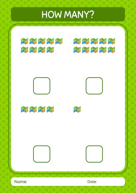 Premium Vector | How many counting game with map worksheet for ...