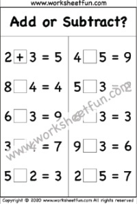 Addition/Subtraction / FREE Printable Worksheets - Worksheetfun