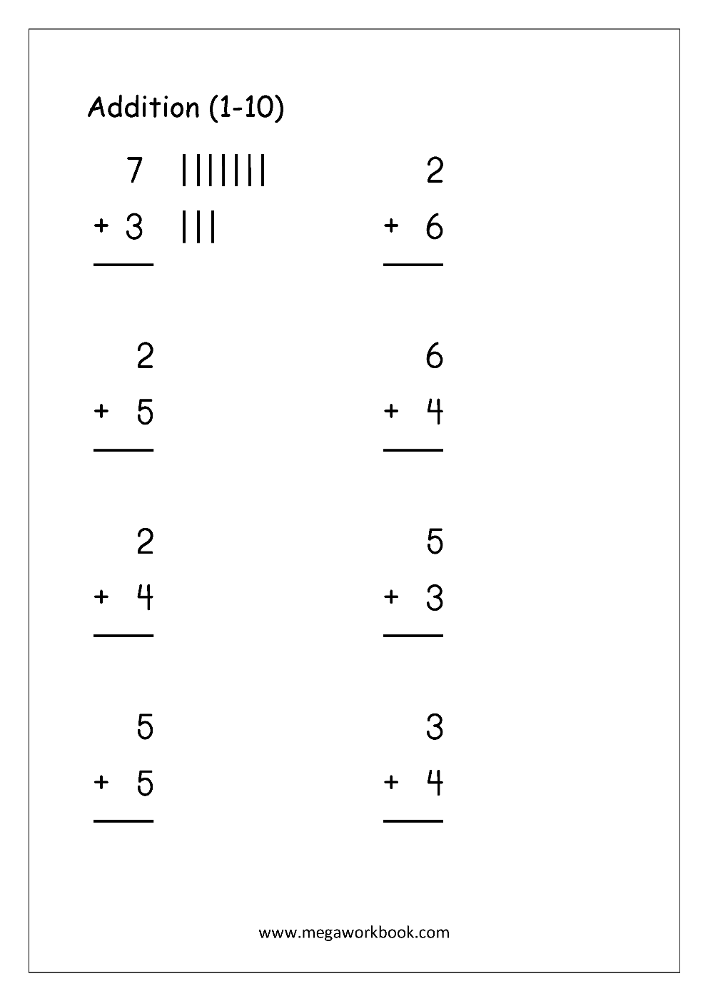 kindergarten math addition worksheet free