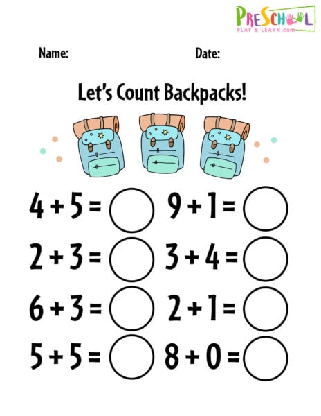 kindergarten math addition worksheet free