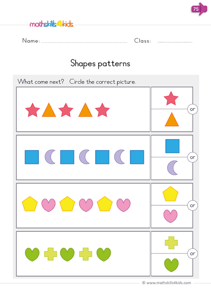 Teaching patterns to kindergarteners: worksheets and activities