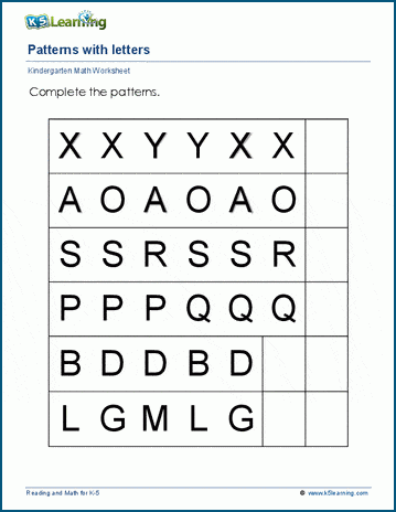 Completing Patterns Worksheet | Worsheets library