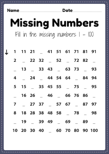 Premium Vector | Kindergarten math worksheets missing numbers 1 to ...