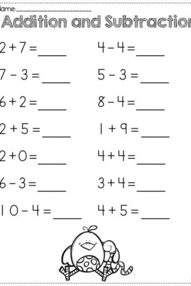 kindergarten math worksheet addition and subtraction
