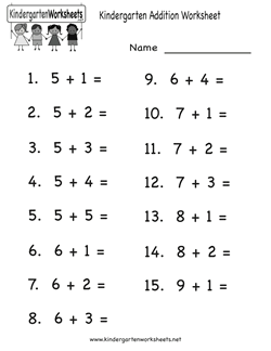kindergarten math worksheet addition printable