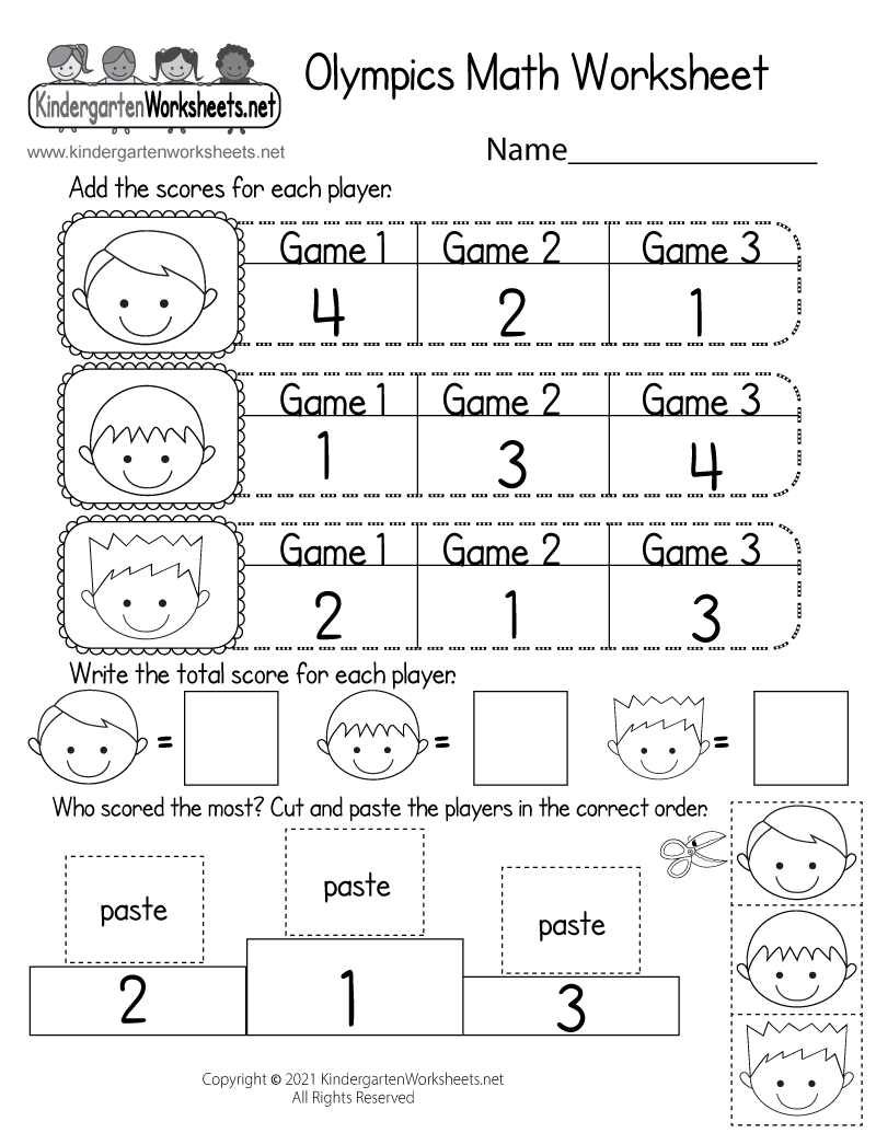 kindergarten math worksheet free printable
