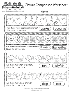 More or Less Worksheets for Kindergarten (Free Printables)