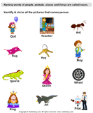 kindergarten noun worksheet