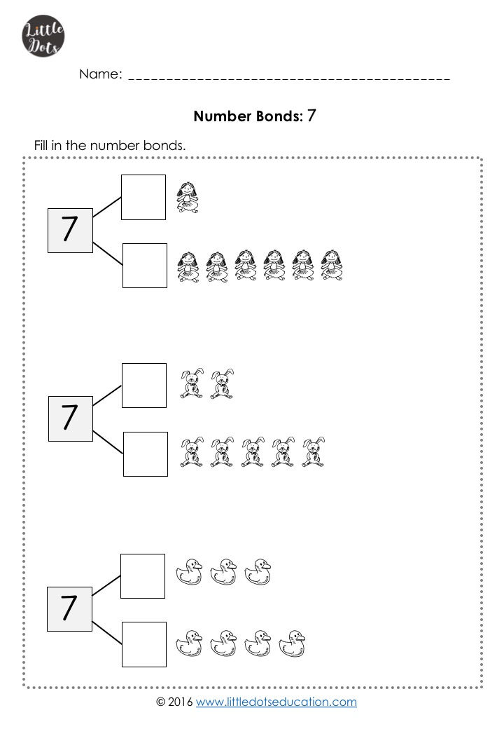 Number Bonds within 10 Worksheets