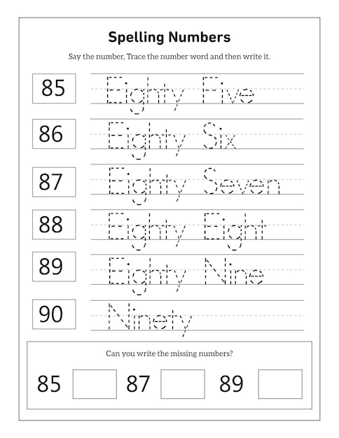 Premium Vector | Writing The Numbers And Number Words 1100 ...